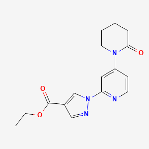 molecular formula C16H18N4O3 B1405326 Ethyl 1-(4-(2-oxopiperidin-1-yl)pyridin-2-yl)-1H-pyrazole-4-carboxylate CAS No. 1449117-46-7