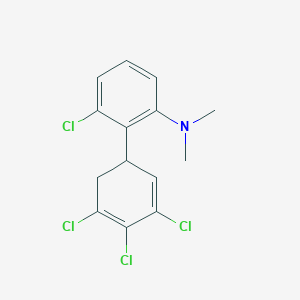 molecular formula C14H13Cl4N B14053265 [3-Chloro-2-(3,4,5-trichlorocyclohexa-2,4-dienyl)-phenyl]-dimethyl-amine 