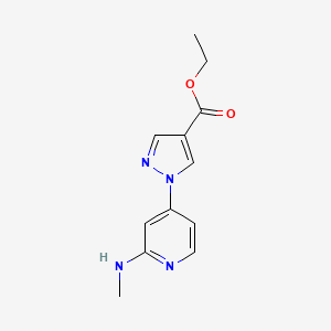 molecular formula C12H14N4O2 B1405327 Ethyl 1-(2-(methylamino)pyridin-4-yl)-1H-pyrazole-4-carboxylate CAS No. 1624260-65-6