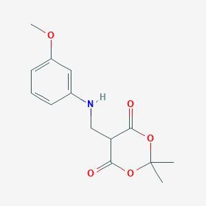 molecular formula C14H17NO5 B1405328 5-(((3-Methoxyphenyl)amino)methyl)-2,2-dimethyl-1,3-dioxane-4,6-dione CAS No. 1624260-48-5
