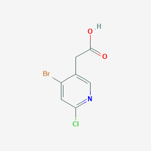 molecular formula C7H5BrClNO2 B14053308 4-Bromo-2-chloropyridine-5-acetic acid 