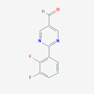 molecular formula C11H6F2N2O B14053354 2-(2,3-Difluorophenyl)pyrimidine-5-carboxaldehyde 