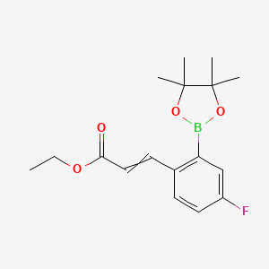 molecular formula C17H22BFO4 B14053368 (E)-Ethyl 3-(4-fluoro-2-(4,4,5,5-tetramethyl-1,3,2-dioxaborolan-2-yl)phenyl)acrylate 