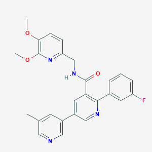 N-[(5,6-dimethoxypyridin-2-yl)methyl]-2-(3-fluorophenyl)-5-(5-methylpyridin-3-yl)pyridine-3-carboxamide