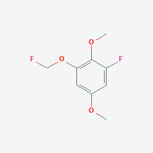 molecular formula C9H10F2O3 B14053392 1,4-Dimethoxy-2-fluoro-6-(fluoromethoxy)benzene 