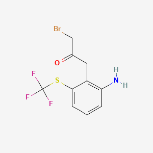 molecular formula C10H9BrF3NOS B14053422 1-(2-Amino-6-(trifluoromethylthio)phenyl)-3-bromopropan-2-one 