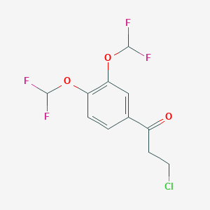 molecular formula C11H9ClF4O3 B14053490 1-(3,4-Bis(difluoromethoxy)phenyl)-3-chloropropan-1-one 