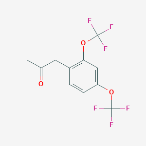 molecular formula C11H8F6O3 B14053509 1-(2,4-Bis(trifluoromethoxy)phenyl)propan-2-one 