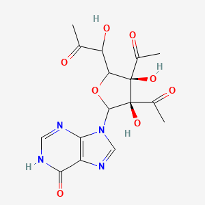 1,1'-((2R,3R,4R,5R)-3,4-dihydroxy-2-(1-hydroxy-2-oxopropyl)-5-(6-hydroxy-9H-purin-9-yl)tetrahydrofuran-3,4-diyl)diethanone