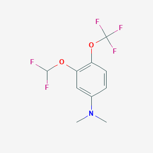 molecular formula C10H10F5NO2 B14053601 1-Difluoromethoxy-5-dimethylamino-2-(trifluoromethoxy)benzene 