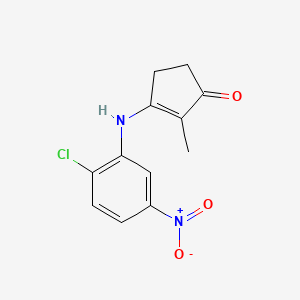 molecular formula C12H11ClN2O3 B14053621 3-((2-Chloro-5-nitrophenyl)amino)-2-methylcyclopent-2-en-1-one 