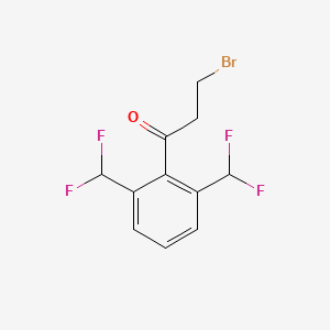 molecular formula C11H9BrF4O B14053629 1-(2,6-Bis(difluoromethyl)phenyl)-3-bromopropan-1-one 