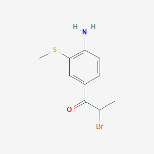 molecular formula C10H12BrNOS B14053709 1-(4-Amino-3-(methylthio)phenyl)-2-bromopropan-1-one 