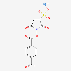 molecular formula C12H8NNaO8S B14053710 Sodium 1-((4-formylbenzoyl)oxy)-2,5-dioxopyrrolidine-3-sulfonate 