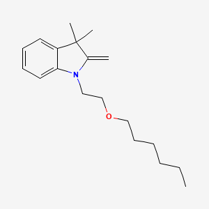 molecular formula C19H29NO B14053717 1-[2-(Hexyloxy)ethyl]-3,3-dimethyl-2-methylidene-2,3-dihydro-1H-indole CAS No. 102409-43-8