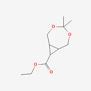 molecular formula C11H18O4 B1405373 4,4-二甲基-3,5-二氧杂双环[5.1.0]辛烷-8-羧酸乙酯 CAS No. 1624262-21-0