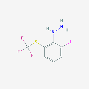 molecular formula C7H6F3IN2S B14053732 1-(2-Iodo-6-(trifluoromethylthio)phenyl)hydrazine 