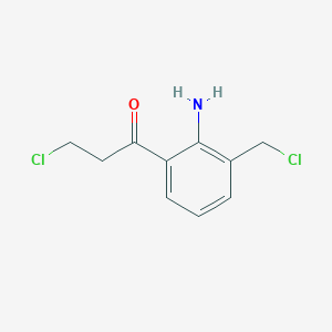 molecular formula C10H11Cl2NO B14053738 1-(2-Amino-3-(chloromethyl)phenyl)-3-chloropropan-1-one 