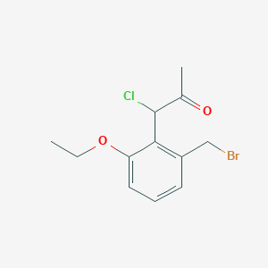 molecular formula C12H14BrClO2 B14053818 1-(2-(Bromomethyl)-6-ethoxyphenyl)-1-chloropropan-2-one 