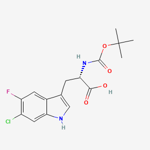 molecular formula C16H18ClFN2O4 B14053823 (S)-2-((tert-Butoxycarbonyl)amino)-3-(6-chloro-5-fluoro-1H-indol-3-yl)propanoic acid 