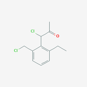 molecular formula C12H14Cl2O B14053954 1-Chloro-1-(2-(chloromethyl)-6-ethylphenyl)propan-2-one 