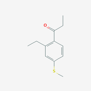 molecular formula C12H16OS B14053979 1-(2-Ethyl-4-(methylthio)phenyl)propan-1-one 