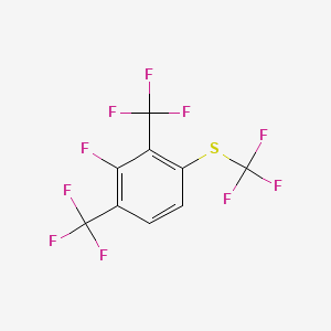 molecular formula C9H2F10S B14054033 1,3-Bis(trifluoromethyl)-2-fluoro-4-(trifluoromethylthio)benzene 