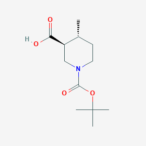 molecular formula C12H21NO4 B1405415 trans-(+/-)-4-Methyl-piperidine-1,3-dicarboxylic acid 1-tert-butyl ester CAS No. 1820569-91-2