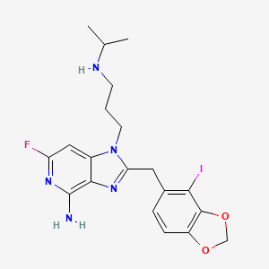 molecular formula C20H23FIN5O2 B1405417 6-Fluoro-2-((4-iodobenzo[d][1,3]dioxol-5-yl)methyl)-1-(3-(isopropylamino)propyl)-1H-imidazo[4,5-c]pyridin-4-amine CAS No. 1799421-10-5