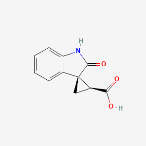 molecular formula C11H9NO3 B1405429 Racemic-(1R,2S)-2-Oxospiro[Cyclopropane-1,3-Indoline]-2-Carboxylic Acid CAS No. 1341035-02-6