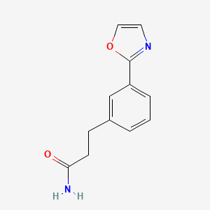 molecular formula C12H12N2O2 B1405430 3-(3-(噁唑-2-基)苯基)丙酰胺 CAS No. 1799434-49-3