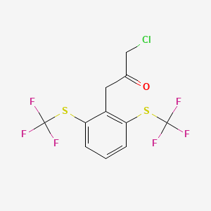 molecular formula C11H7ClF6OS2 B14054536 1-(2,6-Bis(trifluoromethylthio)phenyl)-3-chloropropan-2-one 