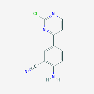 molecular formula C11H7ClN4 B1405473 2-氨基-5-(2-氯嘧啶-4-基)苯甲腈 CAS No. 1292317-50-0