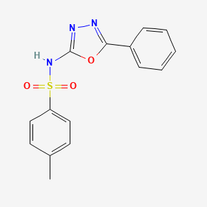 molecular formula C15H13N3O3S B14054838 4-methyl-N-(5-phenyl-1,3,4-oxadiazol-2-yl)benzenesulfonamide 