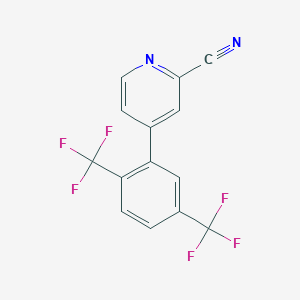 molecular formula C14H6F6N2 B1405488 4-(2,5-双三氟甲基苯基)吡啶-2-碳腈 CAS No. 1219454-62-2