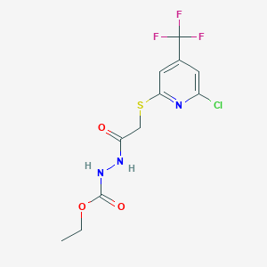 molecular formula C11H11ClF3N3O3S B1405491 2-{[6-氯-4-(三氟甲基)吡啶-2-基]硫代}-N'-(乙氧羰基)乙酰肼 CAS No. 1431555-13-3