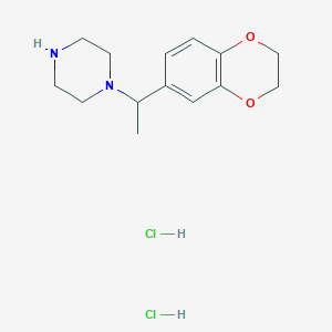 molecular formula C14H22Cl2N2O2 B14054938 1-(1-(2,3-Dihydrobenzo[B][1,4]dioxin-6-YL)ethyl)piperazine 2hcl 