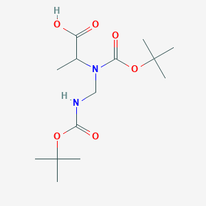 molecular formula C14H26N2O6 B1405499 2-[(2-Methylpropan-2-yl)oxycarbonyl-[[(2-methylpropan-2-yl)oxycarbonylamino]methyl]amino]propanoic acid CAS No. 1562438-11-2