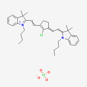 B1405500 1-butyl-2-((E)-2-((E)-3-(2-((E)-1-butyl-3,3-dimethylindolin-2-ylidene)ethylidene)-2-chlorocyclopent-1-en-1-yl)vinyl)-3,3-dimethyl-3H-indol-1-ium perchlorate CAS No. 110992-70-6