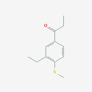 molecular formula C12H16OS B14055064 1-(3-Ethyl-4-(methylthio)phenyl)propan-1-one 