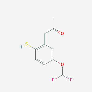 molecular formula C10H10F2O2S B14055085 1-(5-(Difluoromethoxy)-2-mercaptophenyl)propan-2-one 