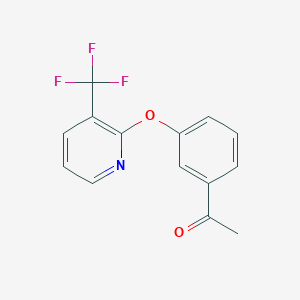 molecular formula C14H10F3NO2 B1405512 1-(3-{[3-(Trifluoromethyl)pyridin-2-yl]oxy}phenyl)ethanone CAS No. 1427460-55-6