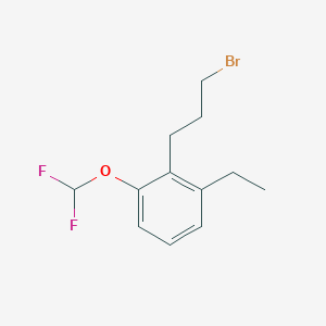 molecular formula C12H15BrF2O B14055316 1-(3-Bromopropyl)-2-(difluoromethoxy)-6-ethylbenzene 