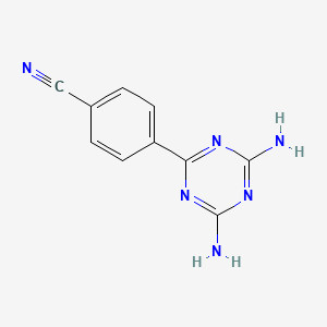 molecular formula C10H8N6 B14055323 4-(4,6-Diamino-1,3,5-triazin-2-yl)benzonitrile CAS No. 5503-43-5