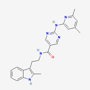 molecular formula C23H24N6O B14055335 2-((4,6-Dimethylpyridin-2-yl)amino)-N-(2-(2-methyl-1H-indol-3-yl)ethyl)pyrimidine-5-carboxamide 