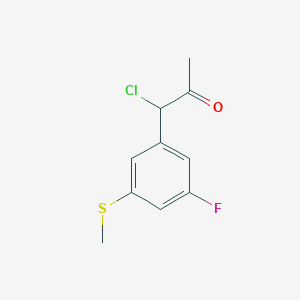 molecular formula C10H10ClFOS B14055361 1-Chloro-1-(3-fluoro-5-(methylthio)phenyl)propan-2-one 