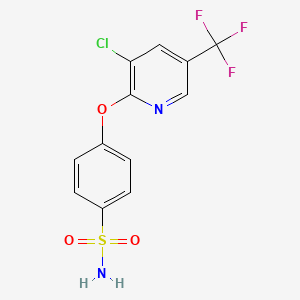 molecular formula C12H8ClF3N2O3S B1405538 4-{[3-Chloro-5-(trifluoromethyl)pyridin-2-yl]oxy}benzenesulfonamide CAS No. 1427460-72-7