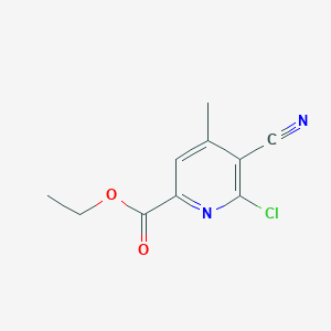 molecular formula C10H9ClN2O2 B14055533 Ethyl 6-chloro-5-cyano-4-methylpicolinate 