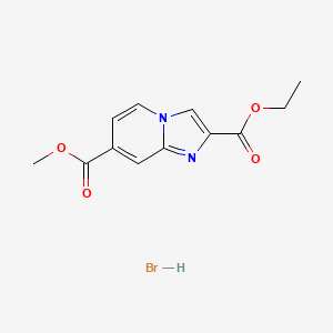 molecular formula C12H13BrN2O4 B1405554 2-乙基 7-甲基咪唑并[1,2-a]吡啶-2,7-二羧酸氢溴酸盐 CAS No. 1427460-34-1