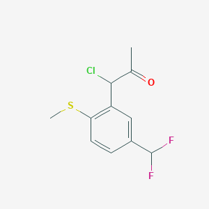 molecular formula C11H11ClF2OS B14055540 1-Chloro-1-(5-(difluoromethyl)-2-(methylthio)phenyl)propan-2-one 